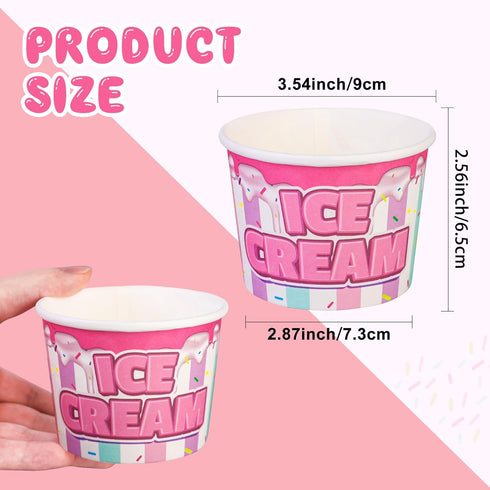 Augisteen 50 Count Paper Ice Cream Bowls Disposable Dessert Bowl Ice Cream Paper Cups Treat Paper Bowl for Hot or Cold Food Ice Cream Sundae Froze...
