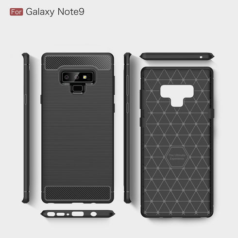 Compatible with Samsung Galaxy Note 9 Carbon Fiber Soft TPU Brushed Line Basic Phone Back Case Cover (Black)...