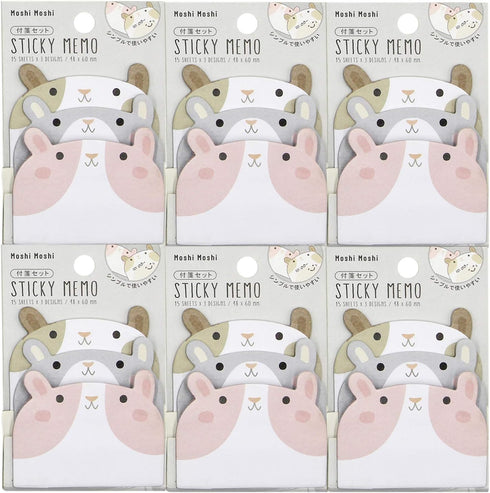 6 Packs Cute Animal Cartoon Sticky Notes Self-Stick Memo Pad Sets for Pet Lovers Women Girls...