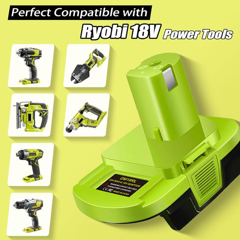 Battery Adapter DM18RL Use for Ryobi 18V Tools,Convert Dewalt 20V & for Milwaukee M18 18V Llithium Battery to for Ryobi 18V P107 P108 Battery Tool...