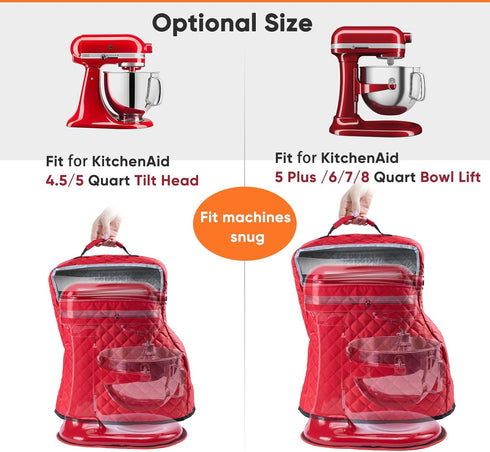 BAGSPRITE Stand Mixer Cover with Appliance Sliders Compatible with KitchenAid Mixer 6/7/8 Quart with Pockets for Kitchen Aid Accessories and Attac...