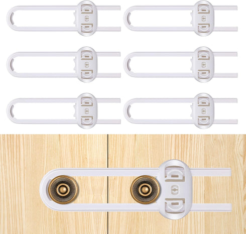 6-Pack Safety Cabinet Locks for babies, Child safety cabinet locks, baby Proof Cabinet latches, Adjustable U-Shaped Sliding Child locks for Closet...