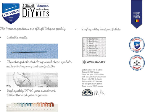 Vervaco Cross Stitch Embroidery Kits, Wall Decoration, Pre-Printed Embroidery Set, Embroidery Picture, 100% Cotton, Embroidery templates 11.80 x 9...