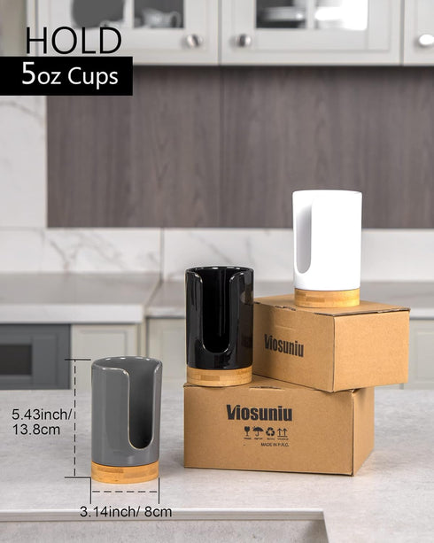 Ceramic Bathroom Cups Dispenser - 3-5 oz Disposable Paper & Plastic Bathroom Cups Holder - Mouthwash Cups Dispenser for Bathroom, Guest Toiletries...