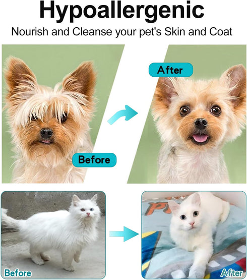6PCS Cats & Dog Washing Gloves, Dog Wipes Cleaning Deodorizing Grooming Gloves, Rinse-Free Pet Wipes for Dogs & Cat Quick Cleaning after Outdoor A...