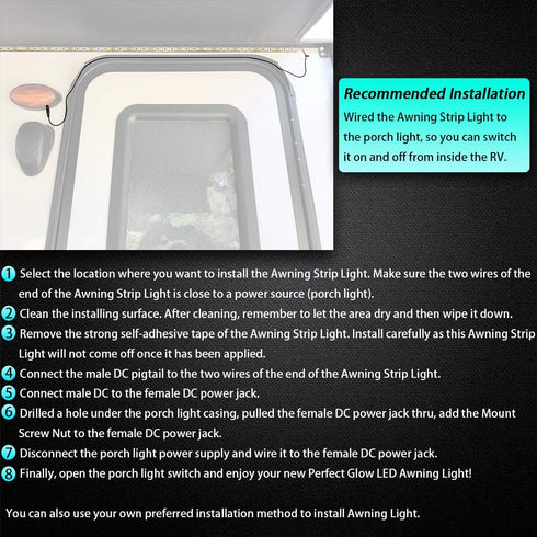RV Led Awning Party Light, Led Awning Strip Light for Camper Motorhome Travel Trailer Concession Stands Food Trucks, Light Up Canopy Area for BBQ ...