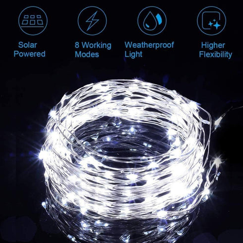 Lezonic Solar String Lights for Outside,2 Pack Total 240LED Solar Lights Outdoor Waterproof 24M/80Ft 8 Modes Outdoor Copper Wire Solar Fairy Light...
