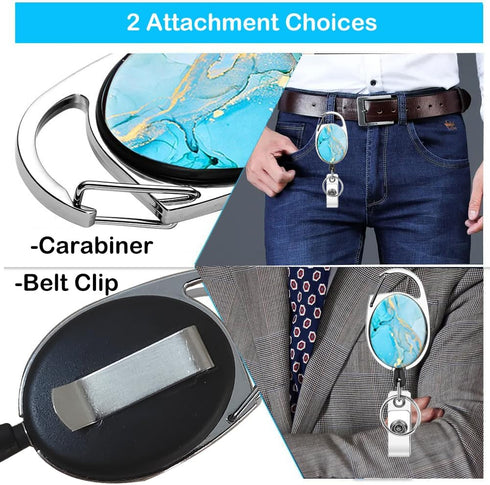 Heavy Duty Retractable Badge Reel with Carabiner Belt Clip Key Ring Cute Badge Holder ID Name Badge Reels for Office Worker Doctor Nurse 3 Pack (M...