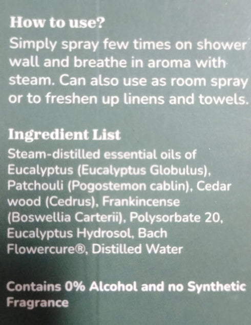 Eucalyptus Shower Spray Spa Feel - Escape to Serene Eucalyptus Forest (1200+ Sprays) | 100% Natural Essential Oil Spray, infused with FlowerBACH™ ...