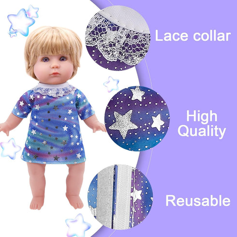 Alive Doll Clothes and Accessories - Baby Doll Dresses Fit for 10 11 12 Inch Girl Dolls, 6 Sets Doll Outfits Include Doll Dresses, Pajamas, One-Pi...