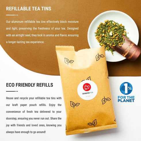 Senbird Premium Genmaicha With Matcha - Japanese Brown Rice Green Tea With Matcha - From Kyoto, Japan - Loose Leaf Tea In Airtight Tea Tin (3.5oz/...