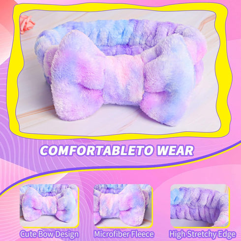 3PCS Spa Headband with Wristband Set,Makeup Headband, Bow Headband for Washing Face, Teen Girls Fuzzy Skincare Headbands, Hair Bands for Women Tie...