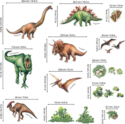 DECOWALL DS-8034 Watercolour Dinosaur Kids Wall Stickers Wall Decals Peel and Stick Removable Wall Stickers for Kids Nursery Bedroom Living Room (...
