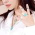 Turquoise Necklaces 12Pcs Turquoise Jewelry Set Include 4Pcs Turquoise Layered Necklaces 8Pcs Turquoise Stacking Knuckle Rings for Women (Silver)...
