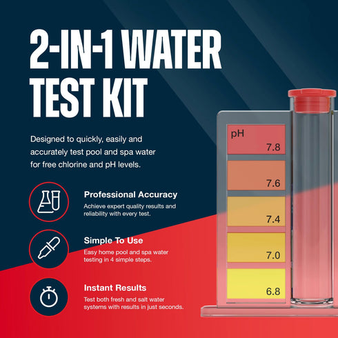 2-in-1 Water Test Kit for Swimming Pools & Spas | Water Chemical Test Kit for pH and Free Chlorine...