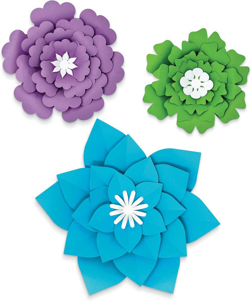 Carson Dellosa Creatively Inspired 3D Flower Bulletin Board Decorations, Blue, Purple, and Green Flower, Paper Flowers Decorations for Wall, Flowe...