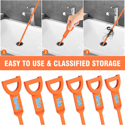 10 Pack 27inch Long Drain Clog Remover, Drain Snake Clog Remover Tool Drain Cleaner Hair Clog Remover Sink Snake Drain Hair Catcher for Shower Kit...