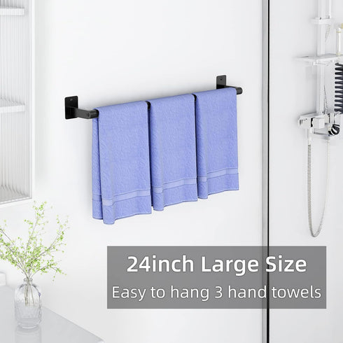 Bathroom Towel Bar, 24 Inch Towel Racks for Bathroom Wall Mounted, Heavy Duty Hand Towel Holder Organizer, Modern Home Decor Towel Rod, Matte Blac...