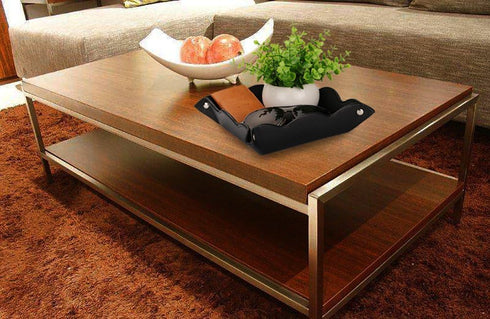 Leather Storage Tray,Phone Watch Jewelry Coin Organizer,Dresser Valet Tray for Men(Black)...