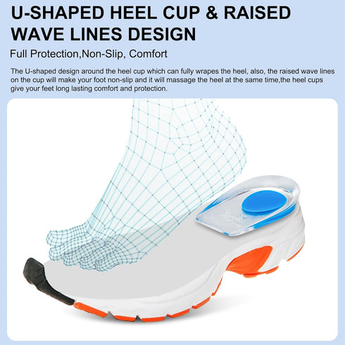 8 Pack Gel Heel Cushions - Heel Pads, Heel Inserts for Heel Pain Relief, Heel Cushion Inserts, Gel Heel Cups, Heel Support Heel Inserts for Planta...