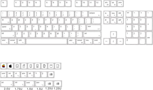 YMDK 127 Ultra-slim Mac Style Mx Low Profile Dye Sub PBT Keycaps for Mx 61 64 68 75 84 87 96 108 Layout Mechanical Keyboard...