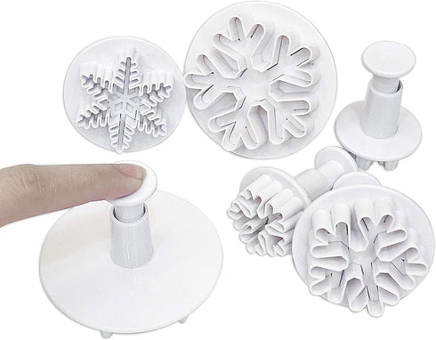 Clever Monster Snowflake Cookie Cutters Set of 6, Plunger Cutter Cake Decorating Supplies Fondant Molds Embossing Tool Snowflake Plunger Cake Cutt...