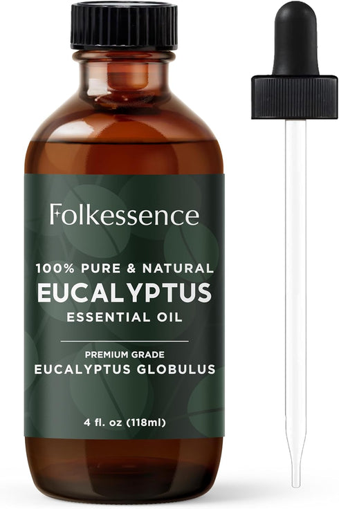 Folkulture Eucalyptus Essential Oil for Diffuser - 4 Fl Oz - 100% Pure, Natural and Undilluted Essential Oil, Premium Grade with Glass Dropper, Na...