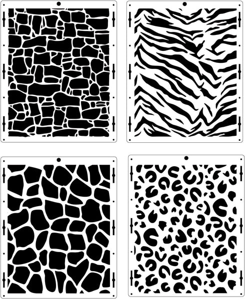 4Pcs Leopard Stencils Animal Print Stencils Snakeskin Stencil Cheetah Print Stencils Reusable Painting Template Leopard Stencil for Bleaching Shir...