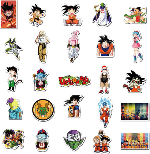 50pcs Dragonball Kids Stickers, Anime Cartoon Waterproof Vinyl Decal for Teen Kids Laptop, Travel Case, Phone, Bike, Water Bottle, Guitar, Compute...