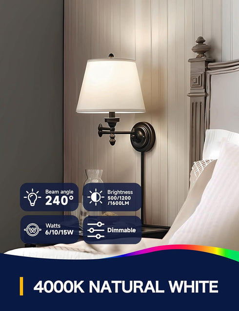 3 Way LED Light Bulbs, 3 Way Light Bulbs 30 70 100W Equivalent, Natural White 4000K Three Way A19 Light Bulbs, E26 Medium Base, 3-Way Light Bulbs ...