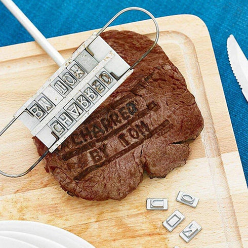BBQ Meat Branding Iron with Changeable Letters and a Handy Draw- Great for Branding Steaks Burgers Chicken...