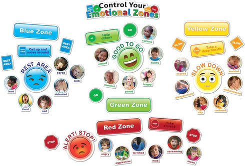 Ashley Productions Smart Poly Mini Bulletin Board Set, Stop Light Behavior, Control Your Emotional Zones, 45 Piece Set...