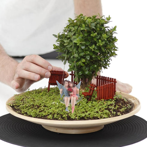GANAZONO Couples Garden Flower Fairy Statue Garden Fairy Figurine Fairy Girl and Boy Sitting on Swing Sculpture for Garden Hanging Decor Ornament...