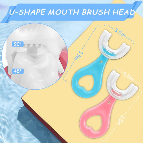 4 Pack U Shaped Toothbrush Kids, Kids Toothbrushes Soft Silicone Brush Head Whole Mouth Toothbrush with Handle 360 ° Oral Teeth Cleaning Design fo...