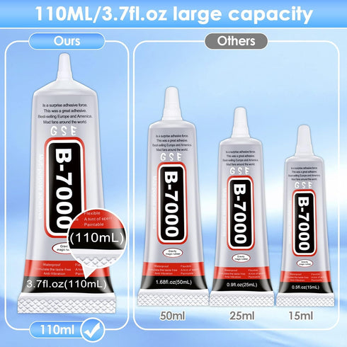 B7000 Rhinestones Glue for Crafts, 110ML Glue of diamond jewelry 3.7fl.oz Clear B-7000 Super Jewelry Glue Transparent Industrial Adhesive for Fabr...