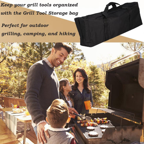 BBQ Tool Storage Bag, Grill Utensil Storage Bag Oxford Grilling Bags for Outdoor Grilling Waterproof Foldable Cooking Tools Bag Carry Bag for Camp...