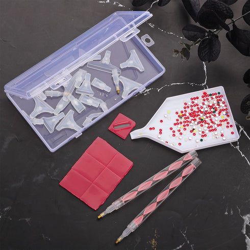 26pcs Diamond Pen Accessories Tools, Diamond Drawing Pen Kit with Pen Tips Tray Glue Clay Double-Ended Diamond Pen Set for DIY Diamond Craft (Pink...