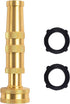 Hourleey Adjustable Twist Hose Nozzle, 4" Heavy-Duty Brass 3/4" GHT Hose Nozzle with 2 Garden Hose Rubber Washers (1 Pack)...