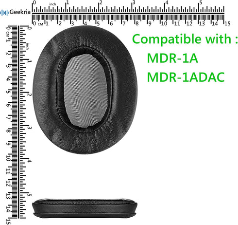 Geekria QuickFit Replacement Ear Pads for SONY MDR-1A, MDR-1ADAC Headphones Ear Cushions, Headset Earpads, Ear Cups Cover Repair Parts (Black)...