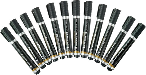 Volcanics Jumbo Dry Erase Markers Whiteboard Pens Low Odor Whiteboard Markers Pack of 12, Black...
