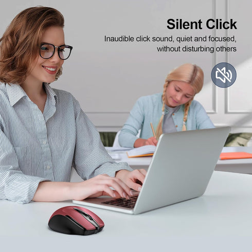 TECKNET Wireless Mouse (2.4G & BT5.0/3.0) Silent Mouse 4800 DPI Computer Mouse 6 Buttons Bluetooth Mouse, USB A Mouse Wide Compatibility - Red...