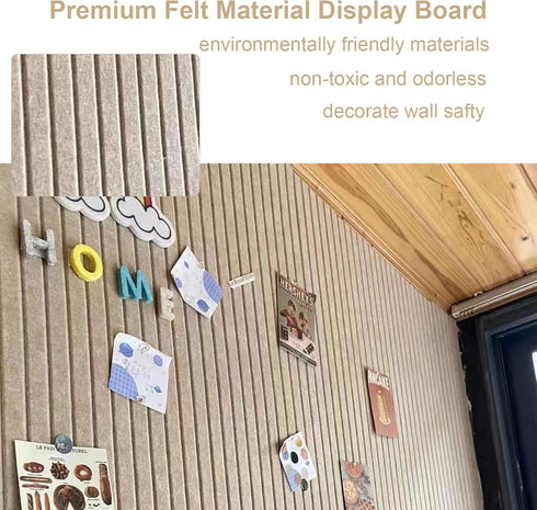 24 x 16" Large Bulletin Board, Decorative Felt Pin Board, 0.35“ Thick Foldable Photo Display Board with Self-Adhesive Tape, Vision Board for Schoo...
