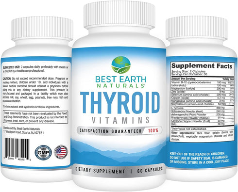Best Earth Naturals Thyroid Support Supplement for Women and Men - 60 Capsules...