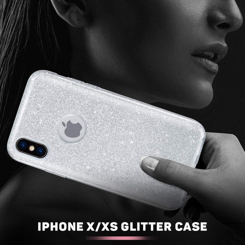MATEPROX Compatible with iPhone Xs case,Compatible with iPhone X Glitter Bling Sparkle Cute Girls Women Protective Case -Silver...