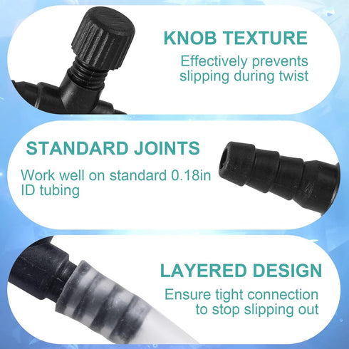 30 Pack Aquarium Air Control Valves for 3/16" ID Air Tube Fish Tank Single Way Air Flow Controllers Regulators Adjustable Black Plastic Aquarium H...