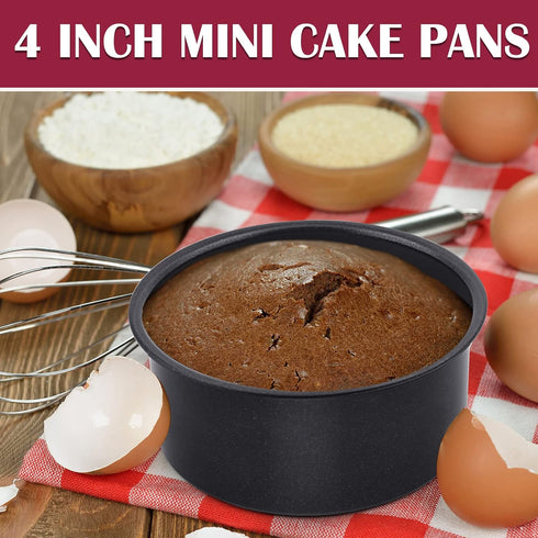 P&P CHEF 4 Inch Mini Cake Pan Set of 3, Non-Stick Round Baking Cake Pans Tins for Small Tier Smash Cakes, Non-Toxic & Solid, Stainless Steel Core ...