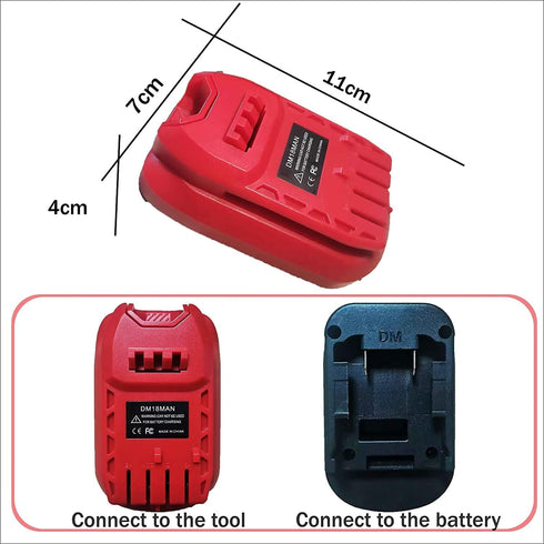 DM18MAN Adapter for Craftsman 20V Cordless Tools Works for DeWalt 20V Lithium Battery and for Milwaukee 18V Li-on Battery, Battery Replacement Ada...