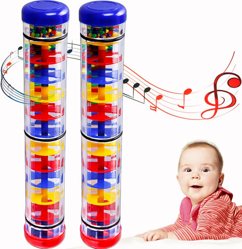 2 PCS Sensory Stick Rainmaker, Rainmaker Toy, Beaded Raindrops Rainmaker, Developmental Sensory Shaker, Musical Instrument for Babies,Toddlers and...
