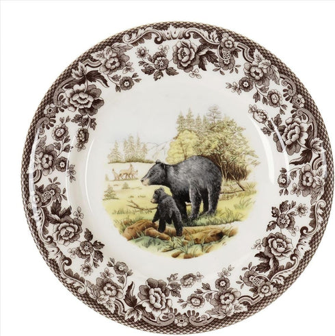 Spode Woodland Salad Plate, Black Bear, 8” | American Wildlife Collection | Made in England | Ideal Hunting Cabin Décor | Microwave and Dishwasher...