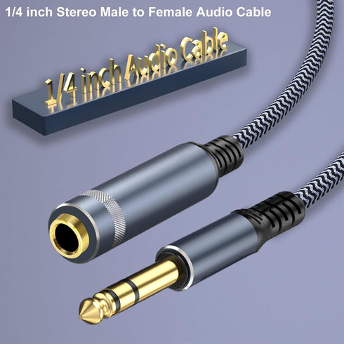 1/4 inch Extension Cable 25ft, 1/4" inch Male to Female Stereo Headphone Guitar Extension Cable, Quarter inch Headphone Extension Cable......